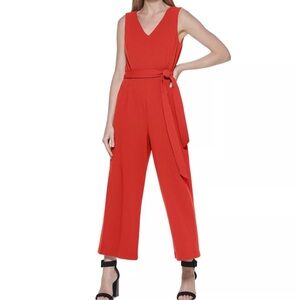 Calvin Klein Red Sleeveless Jumpsuit Size 2